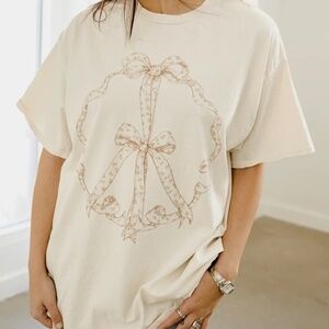 Ditsy Floral Peace Sign Off White Thrifted Graphic Tee